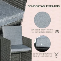 Outsunny 9 Piece Outdoor Rattan Wicker Dining Table and Chairs Furniture Set Space Saving Wicker Chairs w/ Cushions - Gray(m-5)