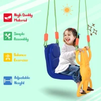 Qaba Kids Swing Set Tree Swing Children Rider Glider with Plastic Hanging for 3+ Years Old Boys and Girls Outdoor Indoor(m-5)