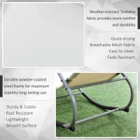 Outsunny Outdoor Rocking Chair, Chaise Lounge Pool Chair for Sun Tanning, Sunbathing Rocker, Armrests & Pillow for Patio, Lawn, Beach, Large, Beige(m-6)