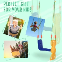 Qaba Kids Swing Set Tree Swing Children Rider Glider with Plastic Hanging for 3+ Years Old Boys and Girls Outdoor Indoor(m-6)