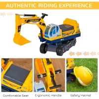 Qaba No Power 80° Rotation Ride on Excavator Digger Multi-functional Toy Construction Yellow(m-6)