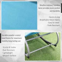 Outsunny Outdoor Rocking Chair, Chaise Lounge Pool Chair for Sun Tanning, Sunbathing Rocker, Armrests & Pillow for Patio, Lawn, Beach, Large, Blue(m-6)