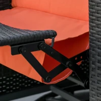 Outsunny Outdoor Wicker Swivel Recliner Chair, Reclining Backrest, Lifting Footrest, 360° Rotating Basic, Water Resistant Cushions for Patio, Orange(m-8)
