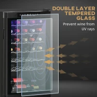 HOMCOM 33 Bottle Wine Cooler, Mini Beverage Fridge, Freestanding Wine Cellar with Digital Temperature Control, 6 Removable Shelves, Glass Door, Alarm Function and LED Lighting, Black(m-6)