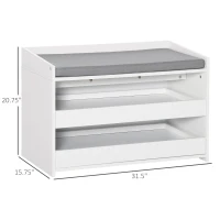 HOMCOM Shoe Bench, Storage Bench with Pull-out Shelves, Seat Cushion for Entryway, Living Room, Bedroom, White(m-3)