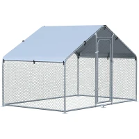 PawHut Large Chicken Coop Metal Chicken Run for Chicken with Waterproof and Anti-UV Cover, Spire Shaped Walk-in Fence Cage Hen House for Outdoor and Yard Farm Use, 1.26" Dia, 9.8' x 6.6' x 6.4'(m-1)