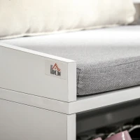 HOMCOM Shoe Bench, Storage Bench with Pull-out Shelves, Seat Cushion for Entryway, Living Room, Bedroom, White(m-7)