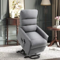 HOMCOM Power Lift Assist Recliner Chair for Elderly with Remote Control, Linen Fabric Upholstery Gray(m-2)