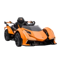 Aosom Kids Ride On Sports Car, 12V Battery Powered Electric Toy w/Parent Remote Control, Horn, Music & LED Headlights Taillights for 3-6 Years Old Orange(m-2)