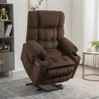 HOMCOM Power Lift Chair, Fabric Upholstered Recliner for Elderly with USB Ports, Cup Holders, Remote Control, and Side Pockets, Brown(m-9)