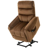 HOMCOM Power Lift Chair, Velvet Touch Upholstered Recliner Chair for Elderly with Vibration Massage, Remote Control, Side Pockets, Brown(m-13)