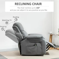 HOMCOM Living Room Power Lift Chair, PU Leather Electric Recliner Sofa Chair for Elderly with Remote Control, Gray(m-5)