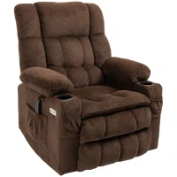 HOMCOM Power Lift Chair, Fabric Upholstered Recliner for Elderly with USB Ports, Cup Holders, Remote Control, and Side Pockets, Brown(m-12)