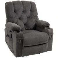 HOMCOM Power Lift Chair, Fabric Tufted Recliner Sofa Chair for Elderly with Cup Holders, Remote Control, and Side Pockets, Dark Grey(m-10)