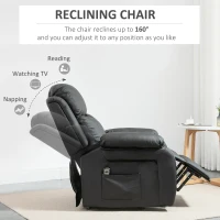 HOMCOM Living Room Power Lift Chair, PU Leather Electric Recliner Sofa Chair for Elderly with Remote Control, 3 Positions, Side Pockets, Extended Footrest, Black(m-4)