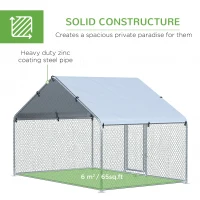 PawHut Large Chicken Coop Metal Chicken Run for Chicken with Waterproof and Anti-UV Cover, Spire Shaped Walk-in Fence Cage Hen House for Outdoor and Yard Farm Use, 1.26" Dia, 9.8' x 6.6' x 6.4'(m-6)