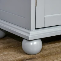 HOMCOM 52" Traditional Kitchen Pantry, Floor Storage Cabinet, Small Cupboard Organizer with Adjustable Shelves and 4-Doors for Dining Room, Living Room, Grey(m-12)