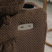 HOMCOM Power Lift Chair, Fabric Upholstered Recliner for Elderly with USB Ports, Cup Holders, Remote Control, and Side Pockets, Brown(m-14)