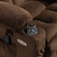 HOMCOM Power Lift Chair, Fabric Upholstered Recliner for Elderly with USB Ports, Cup Holders, Remote Control, and Side Pockets, Brown(m-13)