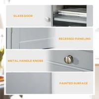 HOMCOM 52" Traditional Kitchen Pantry, Floor Storage Cabinet, Small Cupboard Organizer with Adjustable Shelves and 4-Doors for Dining Room, Living Room, Grey(m-7)