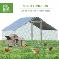 PawHut Large Chicken Coop Metal Chicken Run for Chicken with Waterproof and Anti-UV Cover, Spire Shaped Walk-in Fence Cage Hen House for Outdoor and Yard Farm Use, 1.26" Dia, 9.8' x 6.6' x 6.4'(m-5)