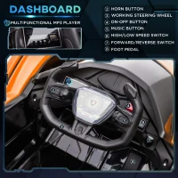 Aosom Kids Ride On Sports Car, 12V Battery Powered Electric Toy w/Parent Remote Control, Horn, Music & LED Headlights Taillights for 3-6 Years Old Orange(m-5)