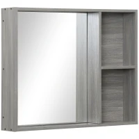 kleankin 31.5 Inch x 25.5 Inch Medicine Cabinet with Mirror, 2-Tier Storage Shelf, Wall Mounted Bathroom Mirror Cabinet, Gray(m-2)
