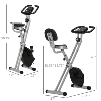 Soozier Foldable Upright Training Exercise Bike Indoor Stationary X Bike with 8 Levels of Magnetic Resistance for Aerobic Exercise, Gray(m-3)