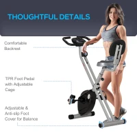 Soozier Foldable Upright Training Exercise Bike Indoor Stationary X Bike with 8 Levels of Magnetic Resistance for Aerobic Exercise, Gray(m-7)