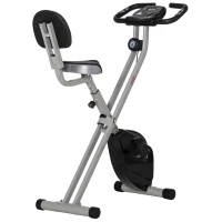 Soozier Foldable Upright Training Exercise Bike Indoor Stationary X Bike with 8 Levels of Magnetic Resistance for Aerobic Exercise, Gray(m-1)