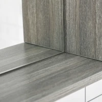 kleankin 31.5 Inch x 25.5 Inch Medicine Cabinet with Mirror, 2-Tier Storage Shelf, Wall Mounted Bathroom Mirror Cabinet, Gray(m-7)