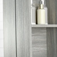 kleankin 31.5 Inch x 25.5 Inch Medicine Cabinet with Mirror, 2-Tier Storage Shelf, Wall Mounted Bathroom Mirror Cabinet, Gray(m-9)