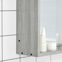 kleankin 31.5 Inch x 25.5 Inch Medicine Cabinet with Mirror, 2-Tier Storage Shelf, Wall Mounted Bathroom Mirror Cabinet, Gray(m-8)