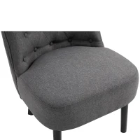 HOMCOM Modern Accent Leisure Chair with Mid Back Button-Tufted Upholstered Fabric and Wooden Legs for Living Room and Bedroom, Grey(m-15)