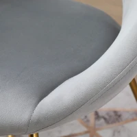 HOMCOM Modern Accent Velvet Chair Open Curved Mid-Back Upholstered Vanity Chair with Gold Plating Metal Legs for Living Room/Office/Reception Grey(m-14)