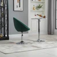 HOMCOM Modern Makeup Vanity Chair Round Tufted Swivel Accent Chair with Chrome Frame Height Adjustable for Living Room, Bedroom Green(m-11)