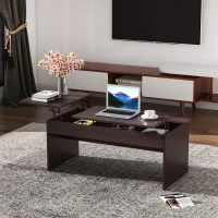 HOMCOM Modern Lift Top Coffee Table Convertible Console Tea Desk Hidden Storage Compartment Living Room Home Organizer Dark Brown(m-4)