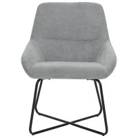 HOMCOM Modern Accent Chair Leisure Fabric Mid Back Chair Livingroom Funiture with X-Shaped Metal Frame and Curved Back, Grey/Black(m-10)