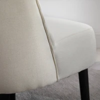 HOMCOM Modern Accent Leisure Chair with Mid Back Button-Tufted Upholstered Fabric and Wooden Legs for Living Room and Bedroom, Cream White(m-11)