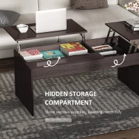 HOMCOM Modern Lift Top Coffee Table Convertible Console Tea Desk Hidden Storage Compartment Living Room Home Organizer Dark Brown(m-5)