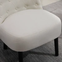 HOMCOM Modern Accent Leisure Chair with Mid Back Button-Tufted Upholstered Fabric and Wooden Legs for Living Room and Bedroom, Cream White(m-13)