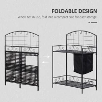 Outsunny Outdoor Metal Potting Bench Foldable Garden Planting Table w/ Build-in Bag, Hook(m-5)
