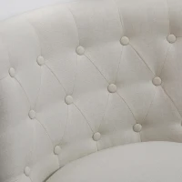 HOMCOM Modern Accent Leisure Chair with Mid Back Button-Tufted Upholstered Fabric and Wooden Legs for Living Room and Bedroom, Cream White(m-12)