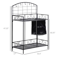 Outsunny Outdoor Metal Potting Bench Foldable Garden Planting Table w/ Build-in Bag, Hook(m-3)