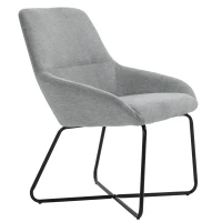 HOMCOM Modern Accent Chair Leisure Fabric Mid Back Chair Livingroom Funiture with X-Shaped Metal Frame and Curved Back, Grey/Black(m-11)