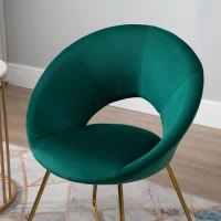 HOMCOM Modern Accent Velvet Chair Open Curved Mid-Back Upholstered Vanity Chair with Gold Plating Metal Legs for Living Room/Office/Reception Green(m-12)