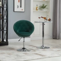 HOMCOM Modern Makeup Vanity Chair Round Tufted Swivel Accent Chair with Chrome Frame Height Adjustable for Living Room, Bedroom Green(m-2)