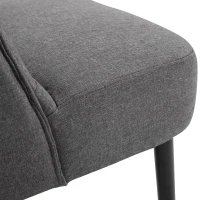 HOMCOM Modern Accent Leisure Chair with Mid Back Button-Tufted Upholstered Fabric and Wooden Legs for Living Room and Bedroom, Grey(m-14)