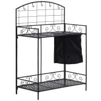 Outsunny Outdoor Metal Potting Bench Foldable Garden Planting Table w/ Build-in Bag, Hook(m-2)