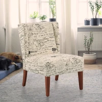 HOMCOM Upholstered Armless Accent Chair, Leisure Side Chair with Wingback, Soft Linen Fabric and Solid Wood Legs, Decorative for Bedroom, Living room, Letter(m-7)